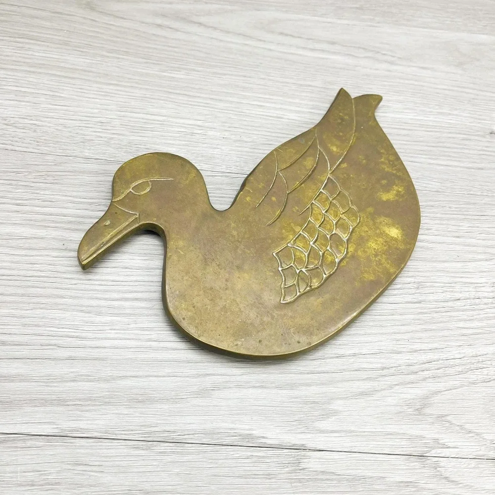 Vintage Brass Duck Trivet: Retro‎ Nautical Decor